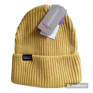Patagonia mens fisherman rolled beanie hat gold